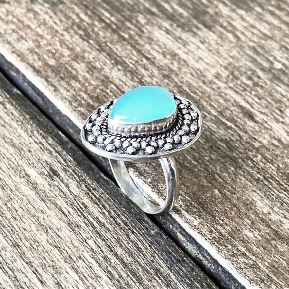 Blue Chalcedony Silver Ring Size 9.5 New - Picture 5 of 13